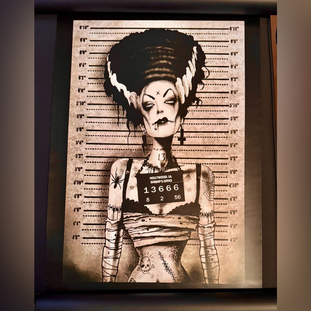 Set of 3 Mugshot Prints Signed by Marcus Jones  Frankenstein, Bride & Nosferatu - Picture 7 of 9